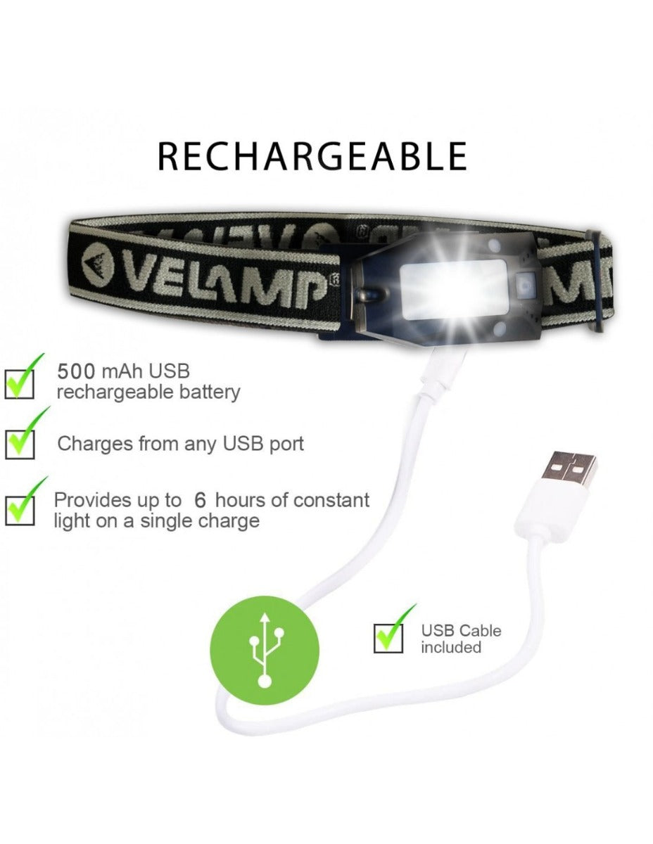 LUCE FRONTALE TORCIA LED 150LM CON INTERRUTTORE CONTACTLESS RICARICABILE