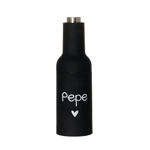 Macina pepe elettrico a gravità con decoro cuore, D7 x H22 cm, nero