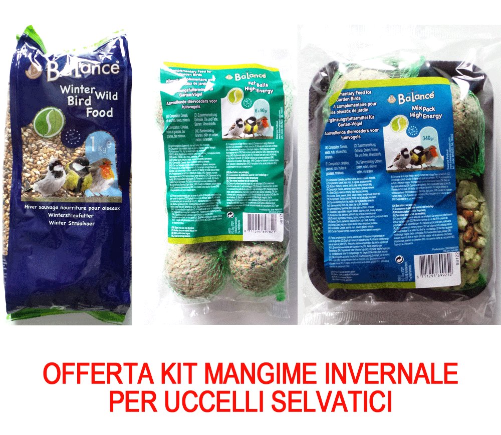 OFFERTA TRIS MANGIME PER IL MANTENIMENTO DEGLI UCCELLI SELVATICI