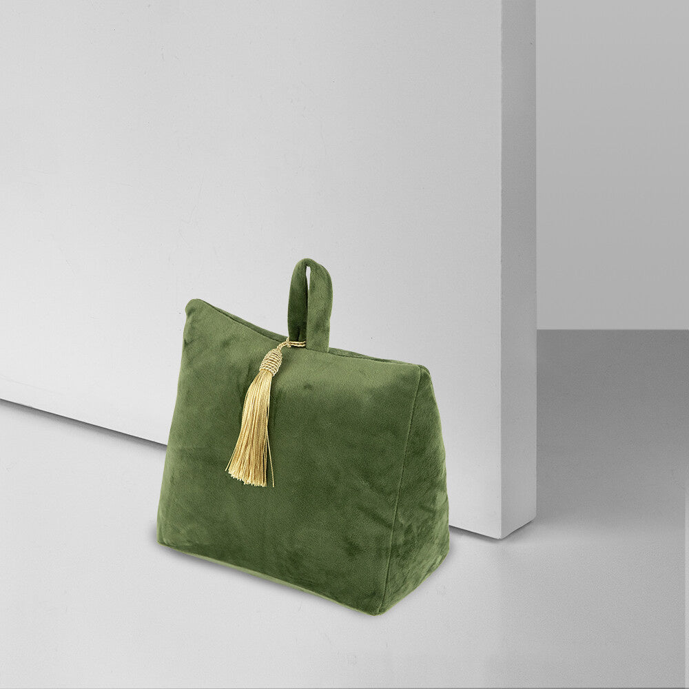 FERMAPORTA IN VELLUTO VERDE RAME 18CM