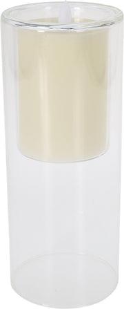 CANDELA LED IN VETRO 25CM AVORIO