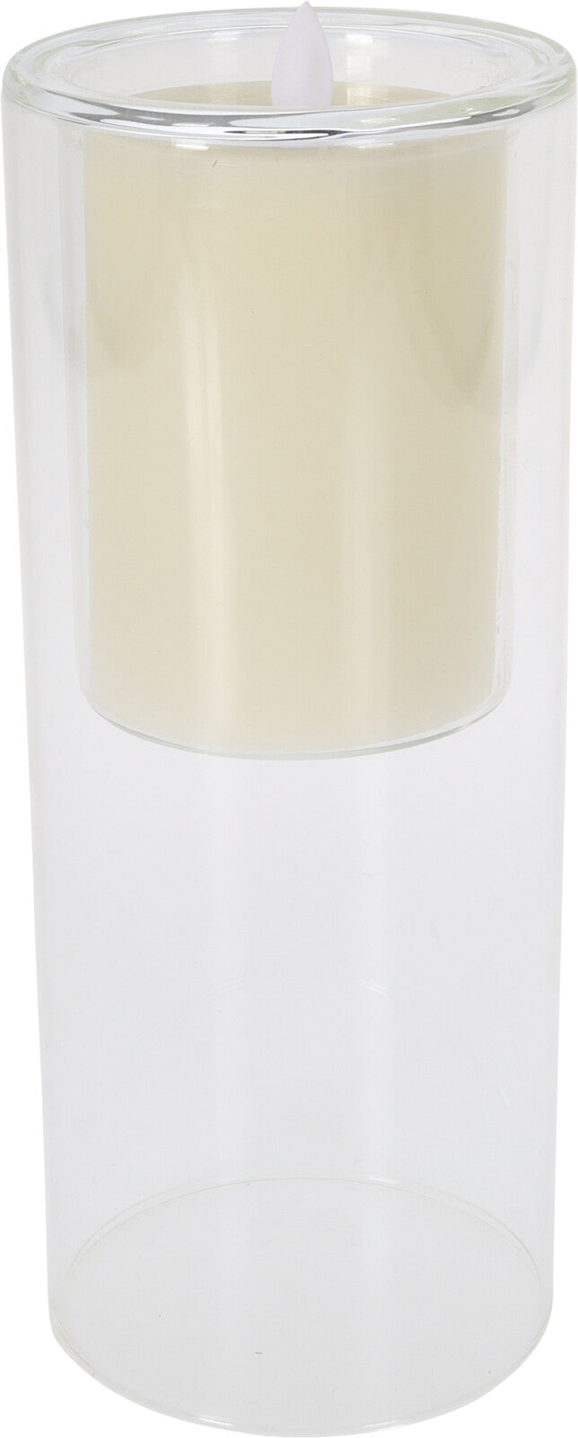 CANDELA LED IN VETRO 25CM AVORIO
