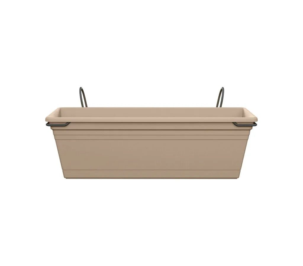 Fioriera da Balcone Florus Mediterran 50 cm Taupe con Kit Florus