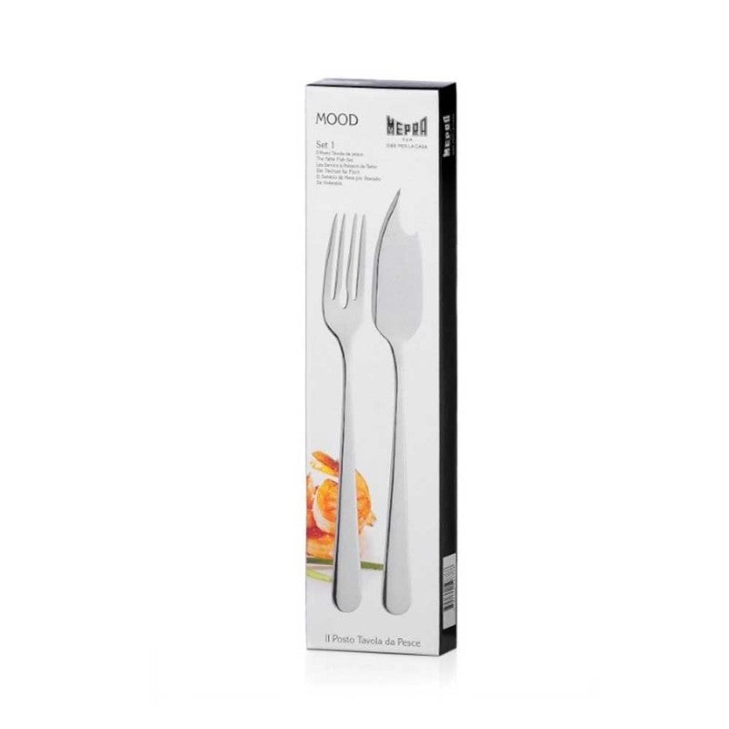 SET POSATE UN POSTO TAVOLA DA PESCE IN ACCIAIO INOX SERIE MOOD 2 PEZZI