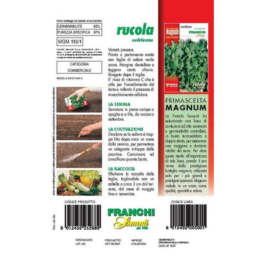 SEMI RUCOLA COLTIVATA FOGLIA LARGA BUSTA MAGNUM