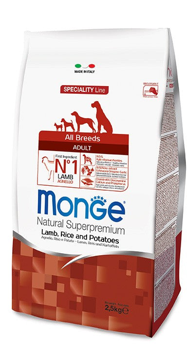 MONGE CIBO SECCO CANE CROCCANTINI AGNELLO RISO E PATATE 2,5 KG