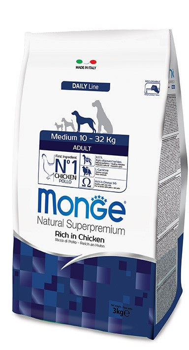 MONGE CIBO SECCO CANE CROCCANTINI MEDIUM POLLO 3 KG