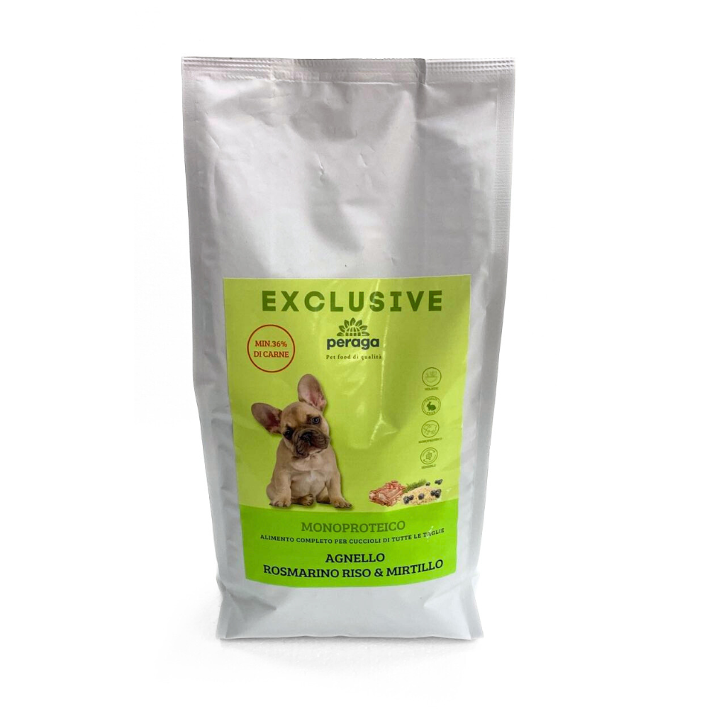 CROCCHETTE PERAGA EXCLUSIVE MONOPROTEICO PER CANE CUCCIOLO - AGNELLO, ROSMARINO, RISO & MIRTILLO 2KG