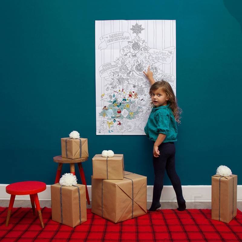 POSTER GIGANTE HAPPY HOLIDAY CHRISTMAS DA COLORARE 100X70 CM OMY