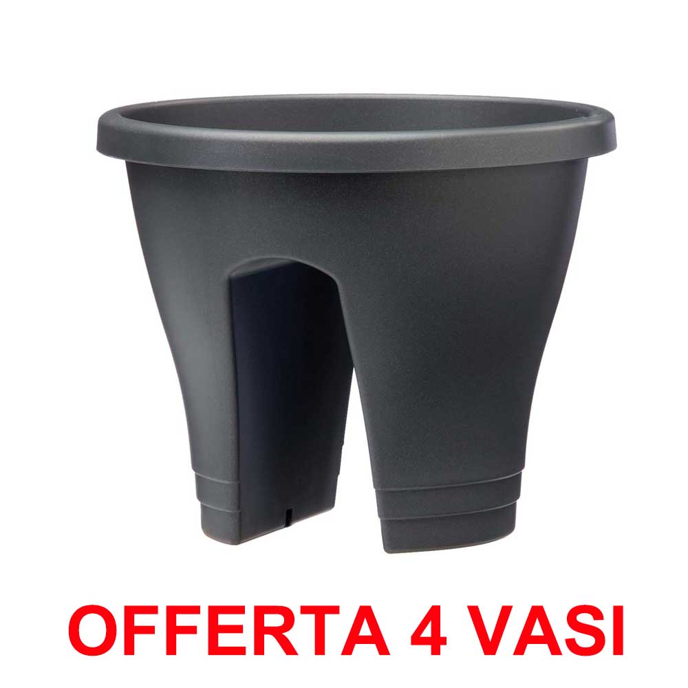 OFFERTA 4 VASO CORSICA FLOWER BRIDGE 30CM ANTHRACITE