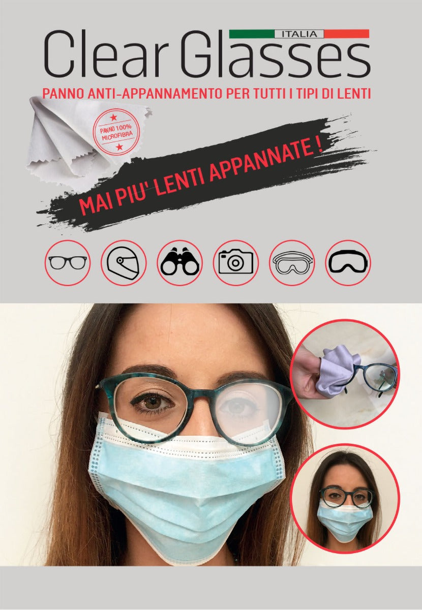 PANNO ANTI-APPANNAMENTO PER TUTTI I TIPI DI LENTI CLEAR GLASSES