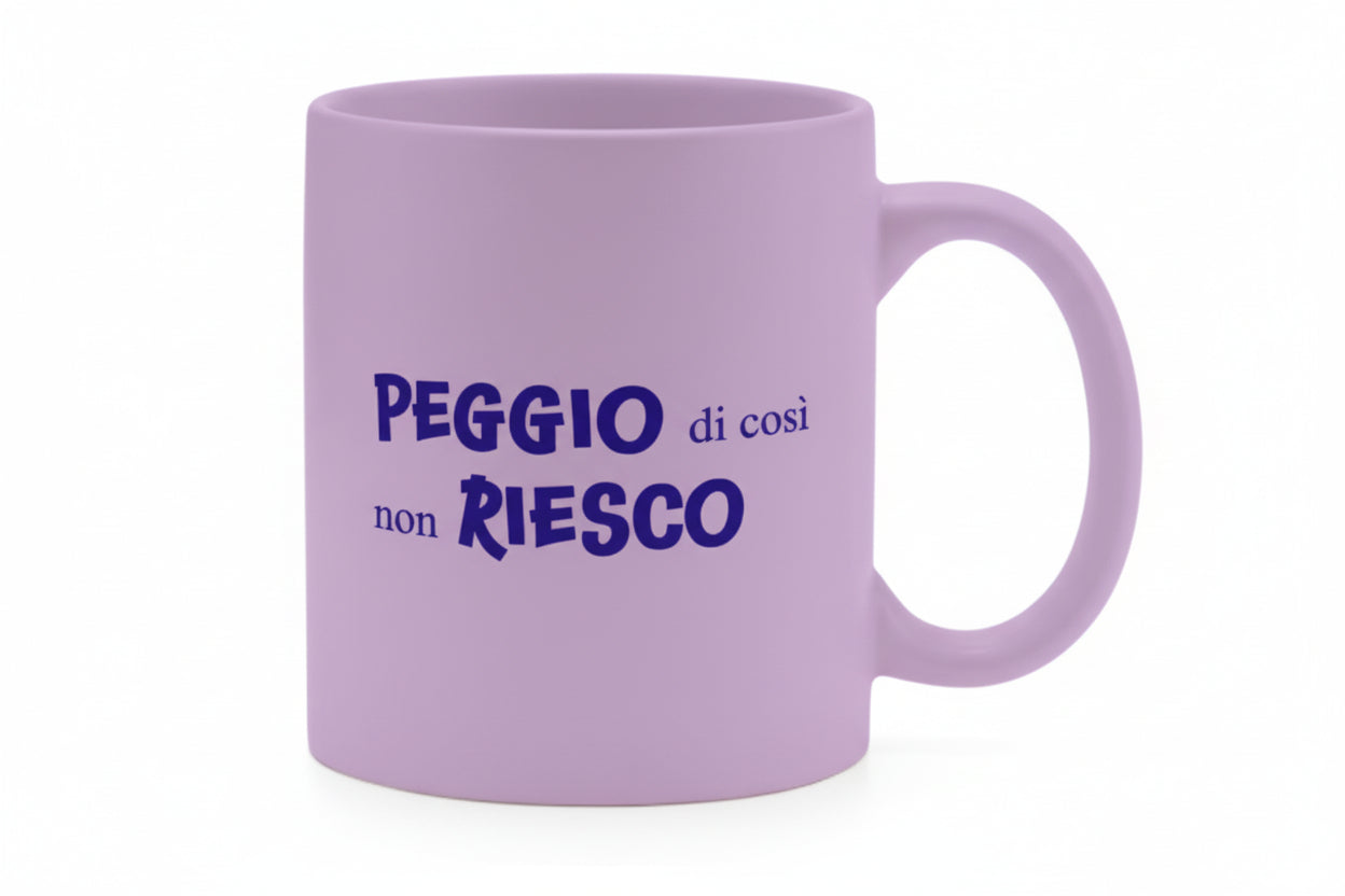 Mug in Ceramica 32,5 cl Viola Matt con Stampa Peggio di Così Più Forty