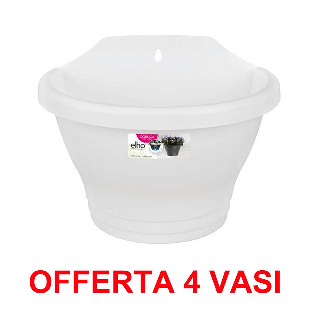 OFFERTA 4 VASO CORSICA WALL BASKET 25CM WHITE