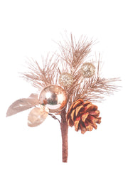 PICK RAMETTO PINO SFERA CON PIGNA ORO H.16CM