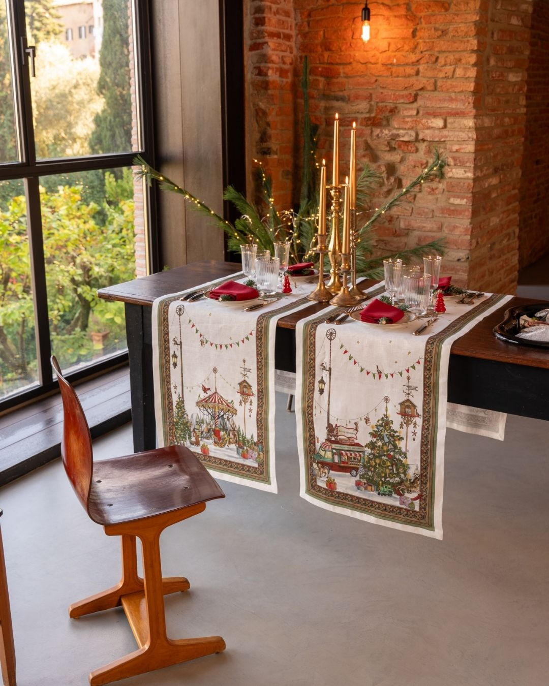 Runner da Tavolo Natalis Crema 50x170cm TESSITURA TOSCANA - immagine 3