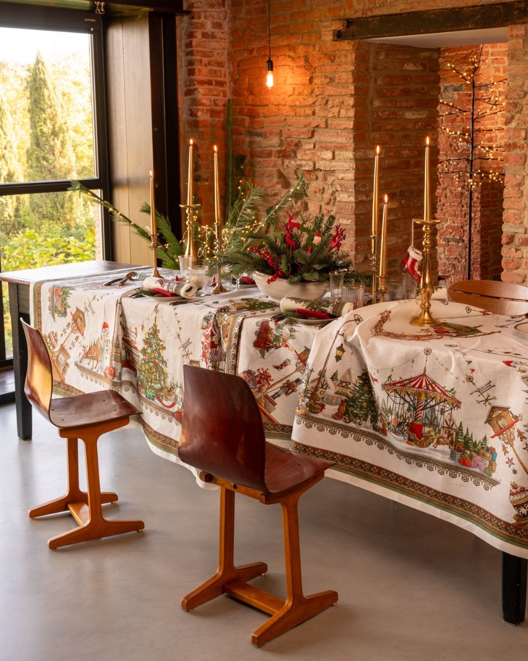Tovaglia Natalis 170x270 cm Crema TESSITURA TOSCANA - immagine 3