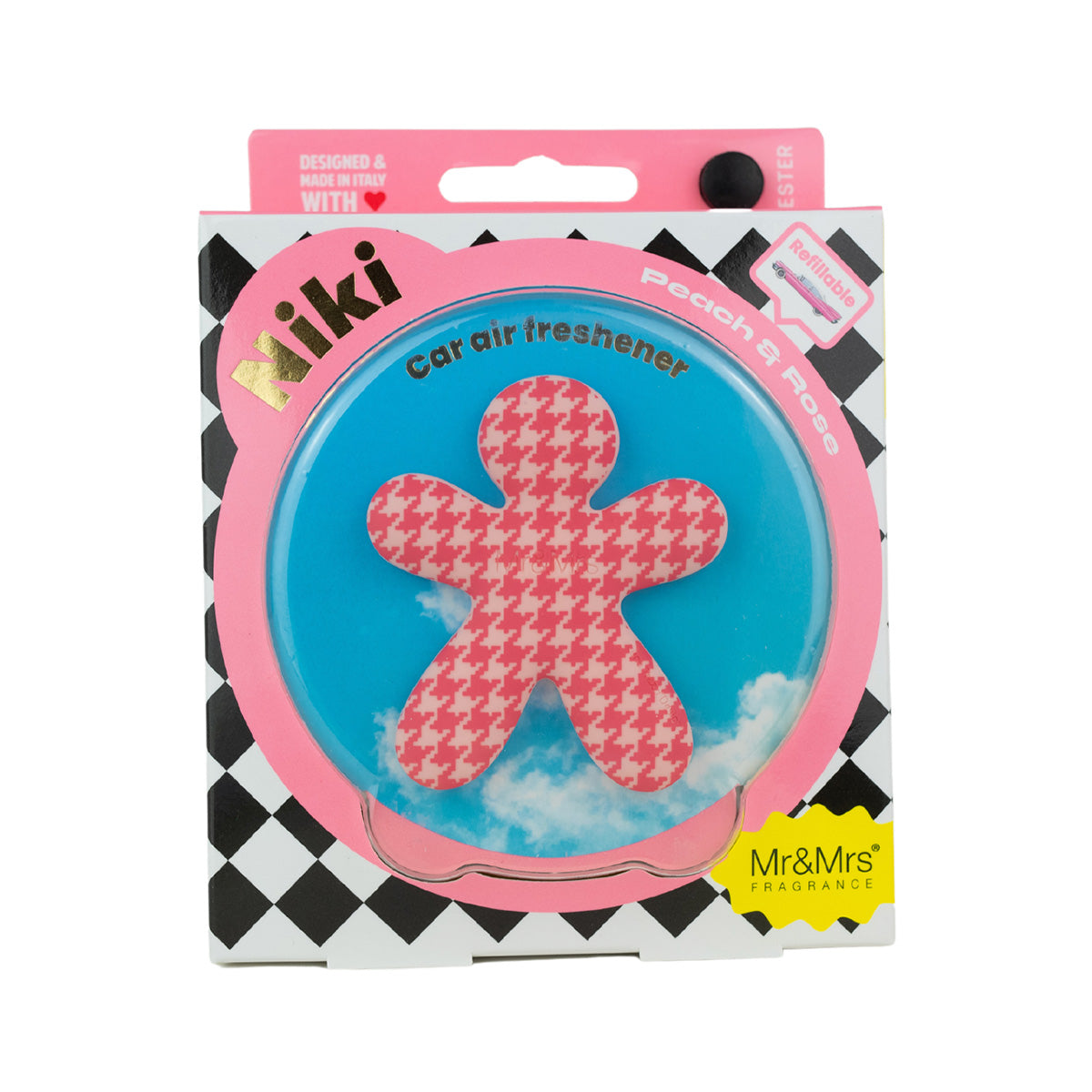 MR & MRS FRAGRANCE PROFUMATORE PER AUTO NIKI PIED DE POULE PEACH&ROSE