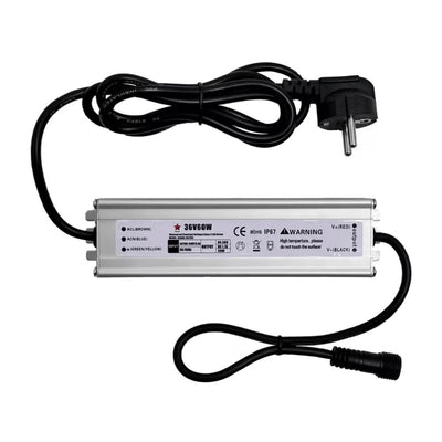 TRASFORMATORE PER LUCI NATALIZIE CON SPINA EUROPEA IP44, USCITA 36V DC, 60W