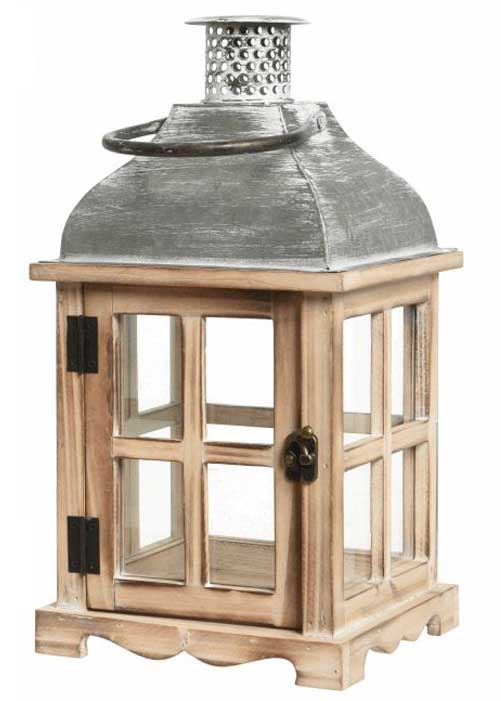 LANTERNA DECORATIVA IN LEGNO 20X20XH39CM
