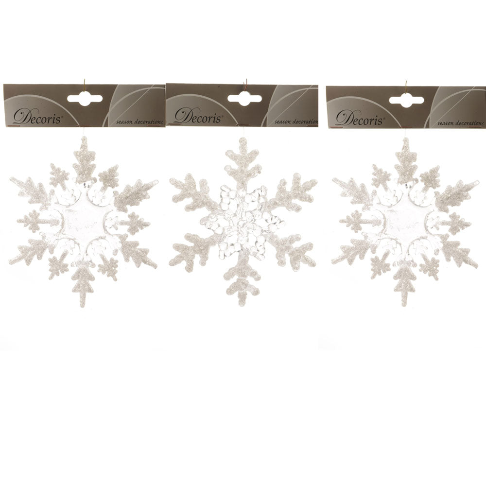 OFFERTA 3 FIOCCHI DI NEVE 15,5CM TRASPARENTE LUCIDO