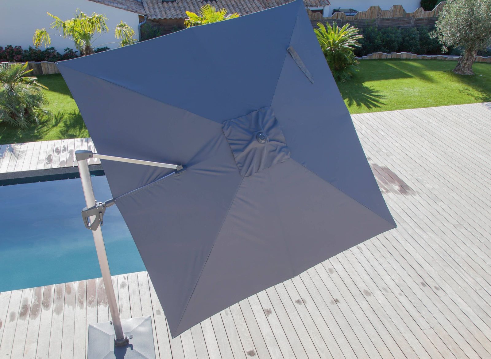 OMBRELLONE PARASOLE INCLINABILE NH 3X3MT CON MANIGLIA GRIGIO E SIENA