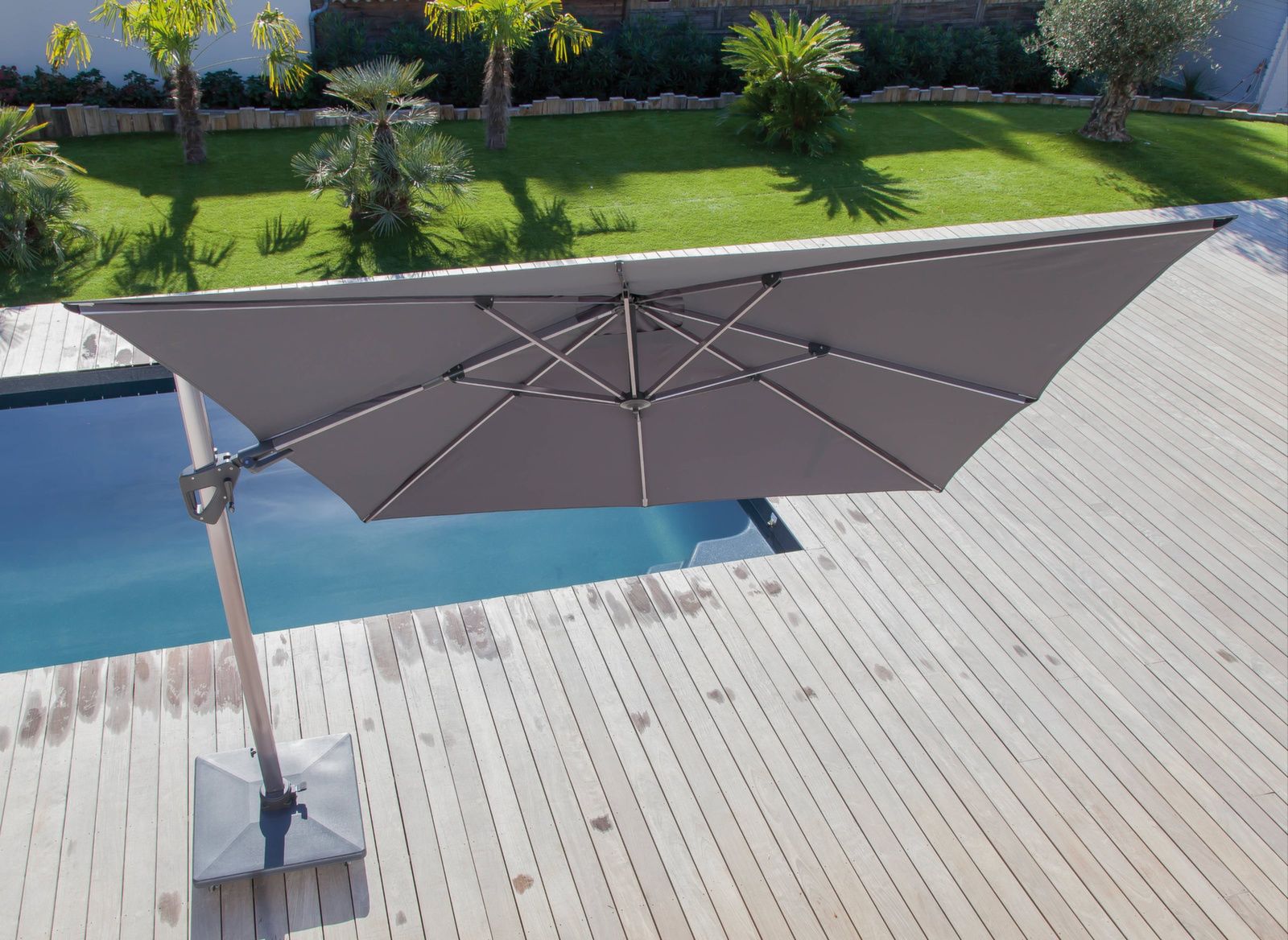 OMBRELLONE PARASOLE INCLINABILE NH 3X3MT CON MANIGLIA GRIGIO E SIENA