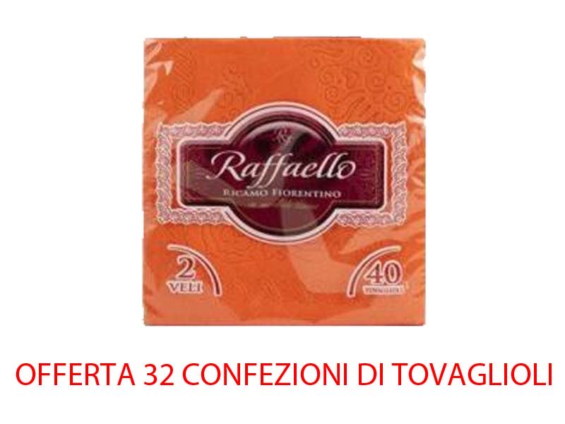 OFFERTA 32 CONFEZIONI DA 40 TOVAGLIOLI ARANCIONI CAD RAFFAELLO