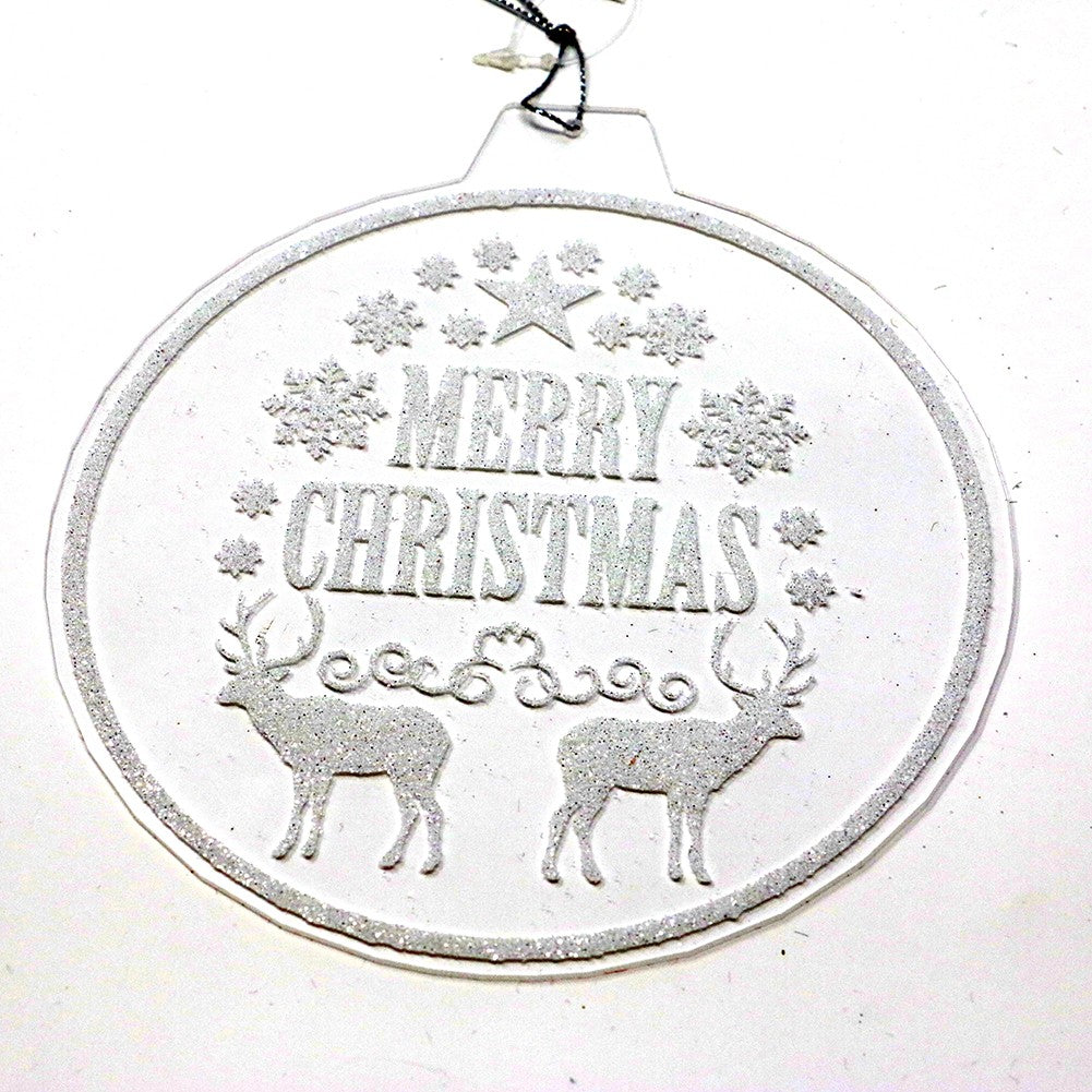 OFFERTA 12 DISCHI DECORATIVI APPENDIBILI CON SCRITTA XMAS 12CM
