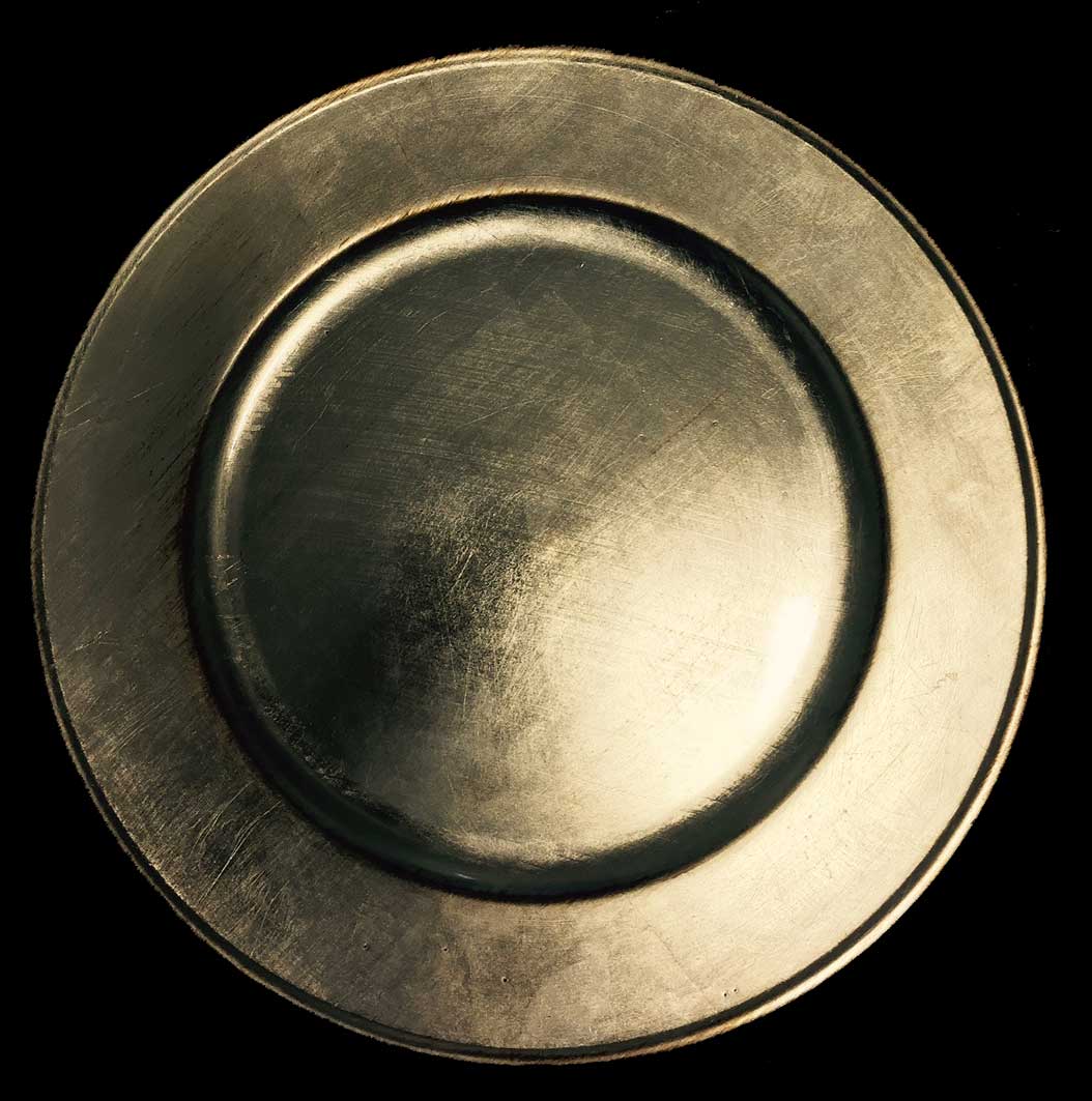 6 SOTTOPIATTI CIRCOLARI EFFETTO ANTICO ORO 33CM