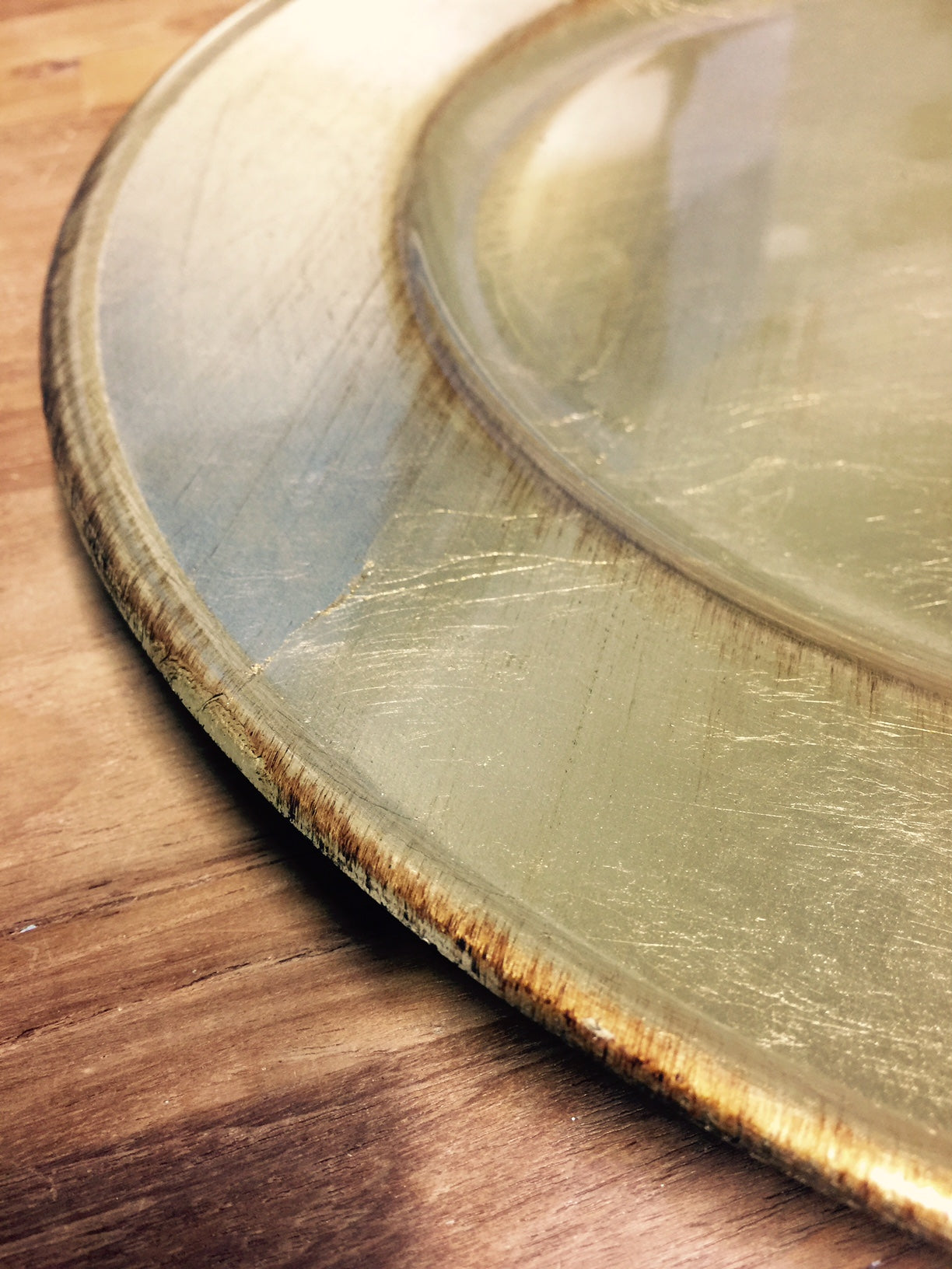 12 SOTTOPIATTI CIRCOLARI EFFETTO ANTICO ORO 33CM