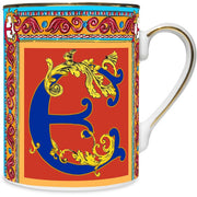 MUG IN PORCELLANA 8,5 X 10,5 CM, LETTERA E - ORTIGIA