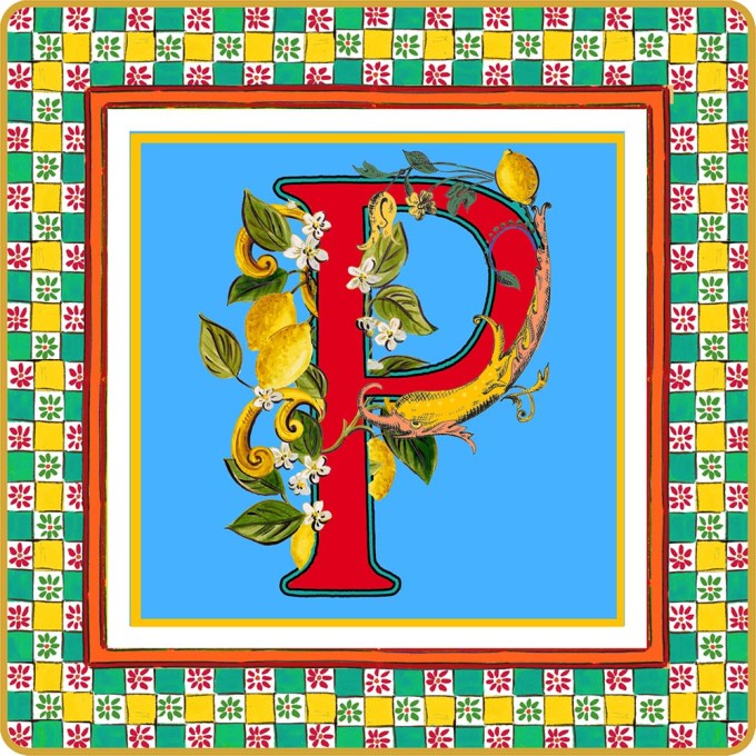 SVUOTATASCHE MINI IN PORCELLANA 15 X 15 CM - ORTIGIA LETTERA P