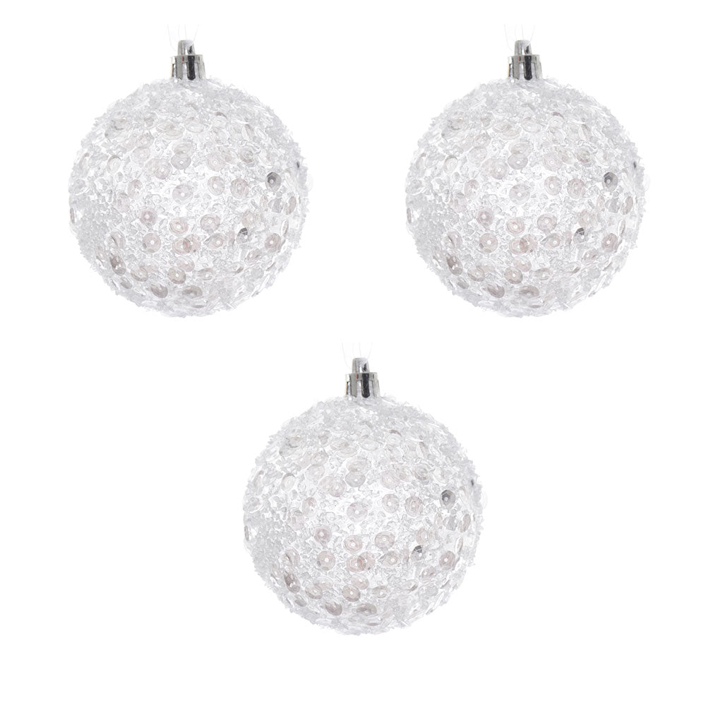 OFFERTA 3 PALLINE DI NATALE 8CM BIANCO