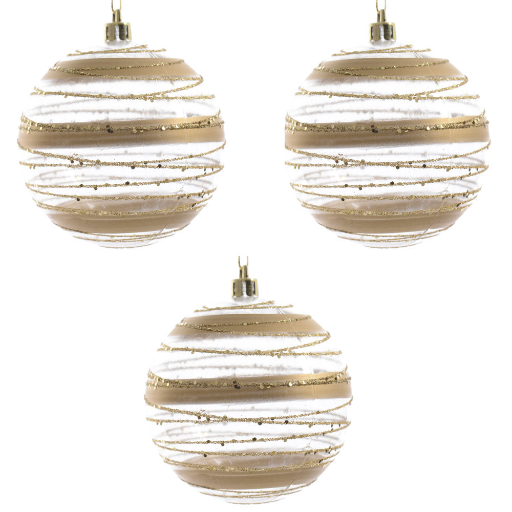 OFFERTA 3 PALLINE 8CM ORO DECORATE