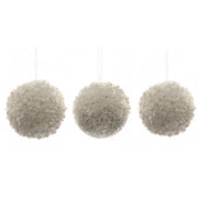 OFFERTA 3 PALLINE 8CM BIANCA DECORATE CON GLITTER
