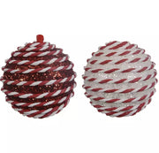 PALLINA DI NATALE ASSORTITA BIANCA E ROSSA CON GLITTER Ø10 CM