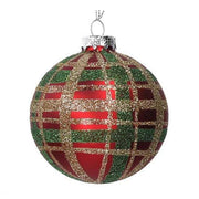 PALLINA DI NATALE IN VETRO SCOZZESE, Ø8CM, ROSSO