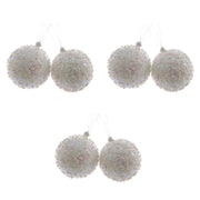 OFFERTA 6 PALLINE DA APPENDERE ARGENTO GLITTER  8CM
