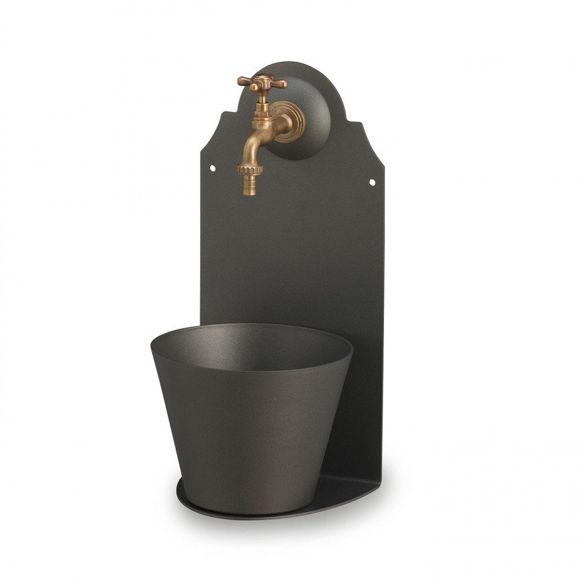 FONTANA A PARETE CON RUBINETTO ANTRACITE H50CM