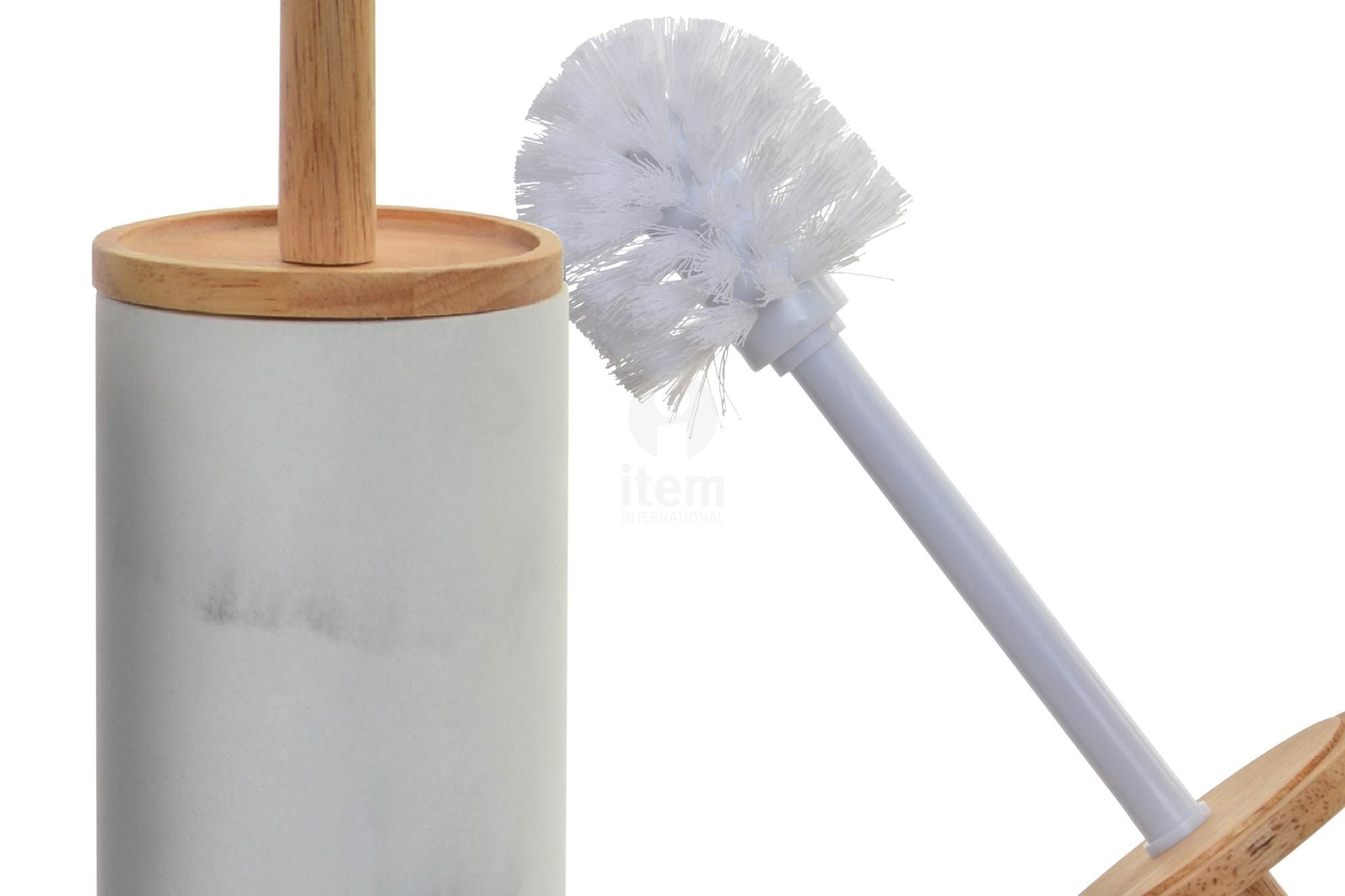 SCOPINO WC IN RESINA E BAMBù 37X10 CM SIMIL MARMO BIANCO