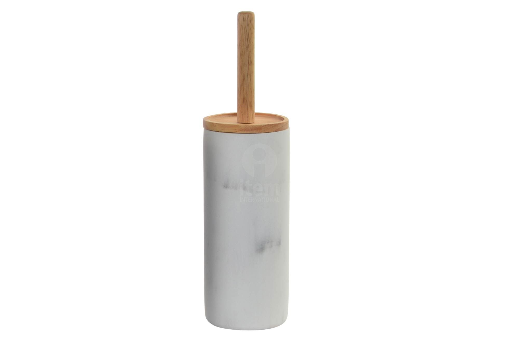 SCOPINO WC IN RESINA E BAMBù 37X10 CM SIMIL MARMO BIANCO