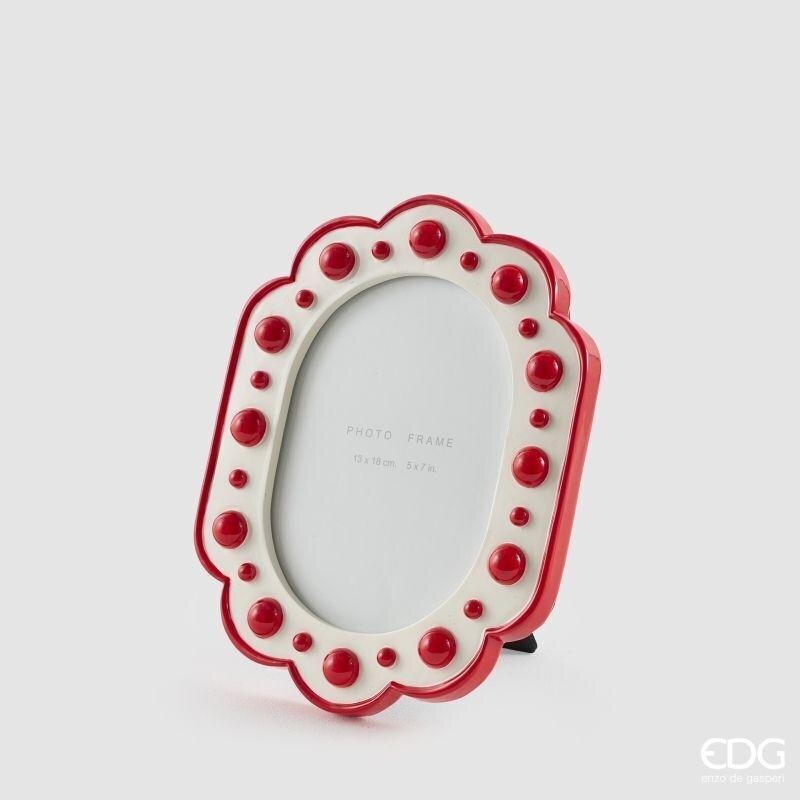 Cornice Foto Perle 18.5x2.5x24cm Bianco Rosso EDG