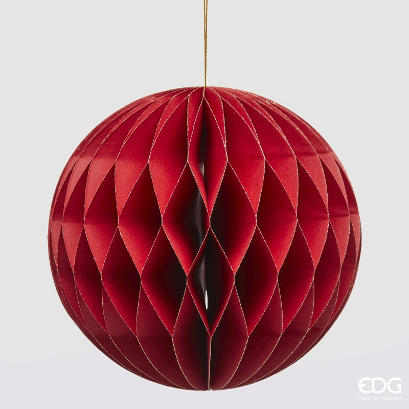 PALLINA DI NATALE ORIGAMI, Ø20CM, ROSSO