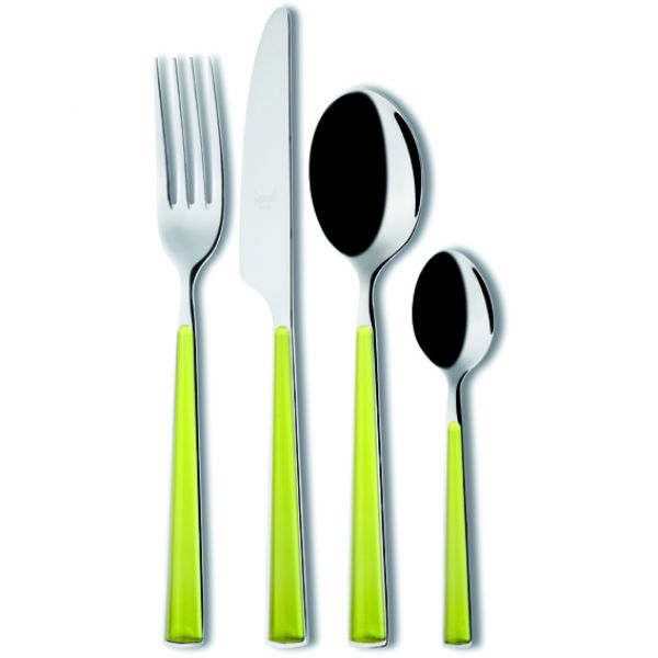 SERVIZIO POSATE SERIE PRIMAVERA COLORE VERDE OLIVA 24 PEZZI