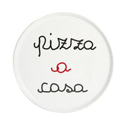 Piatto pizza Pizza A Casa 31,5 cm Bianco con Scritta Nera e Rossa Simple Day