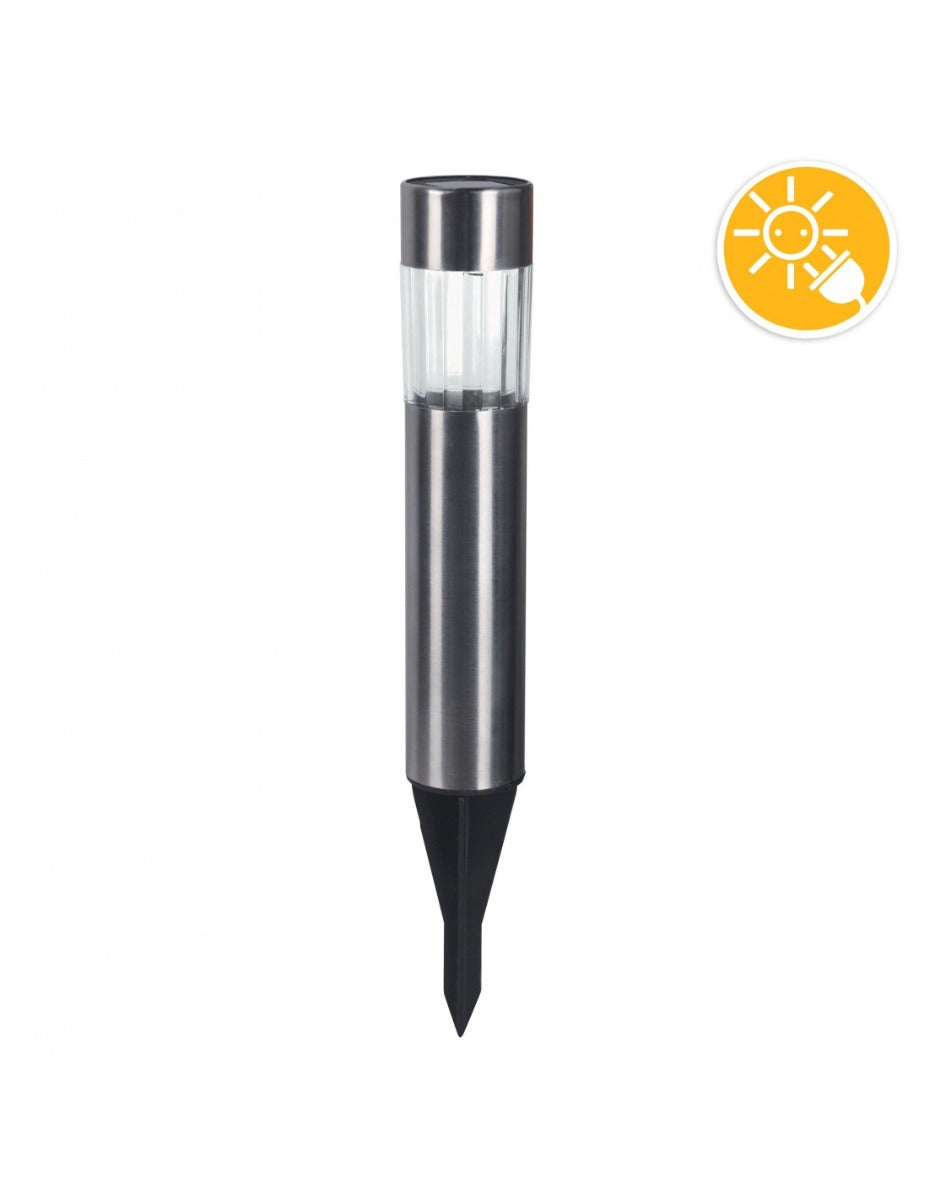 PICCHETTO SOLARE LED DA GIARDINO PLASTICA FINITURA ALLUMINIO POLE