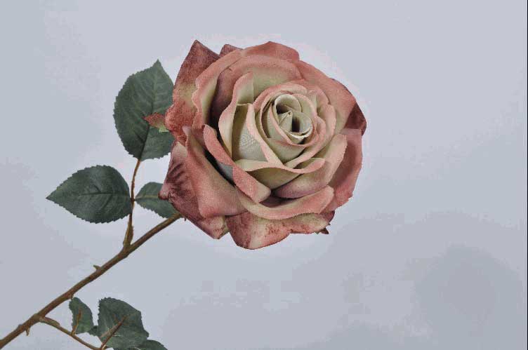 ROSA DECORATIVA CON GAMBO 66CM ROSA