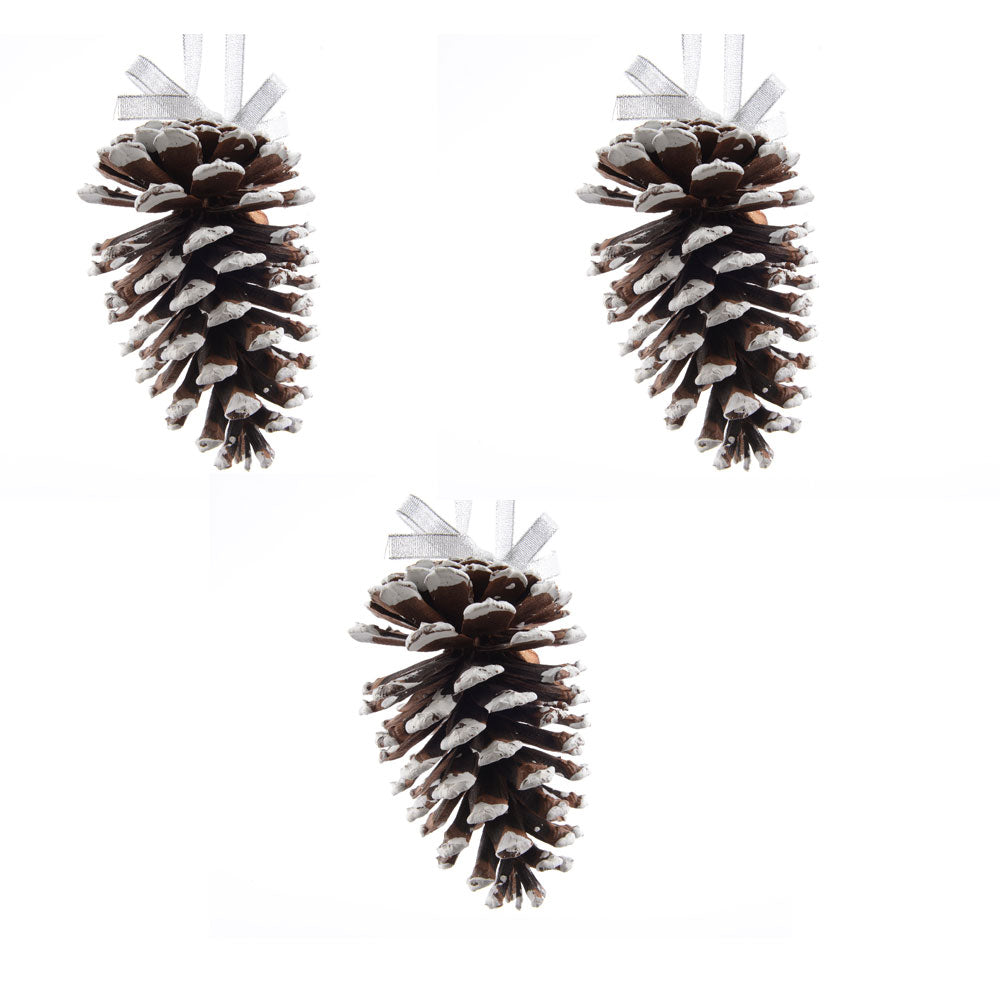 OFFERTA 3 PIGNE DA APPENDERE INNEVATA 15CM