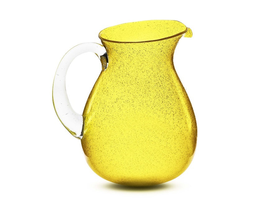 CARAFFA IN VETRO GIALLO CON MANICO COLLEZIONE MEMENTO