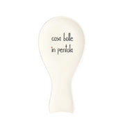 Poggiamestoli Cosa bolle in pentola 28.8x6.7x12.5 cm Bianco con decoro nero Simple Day